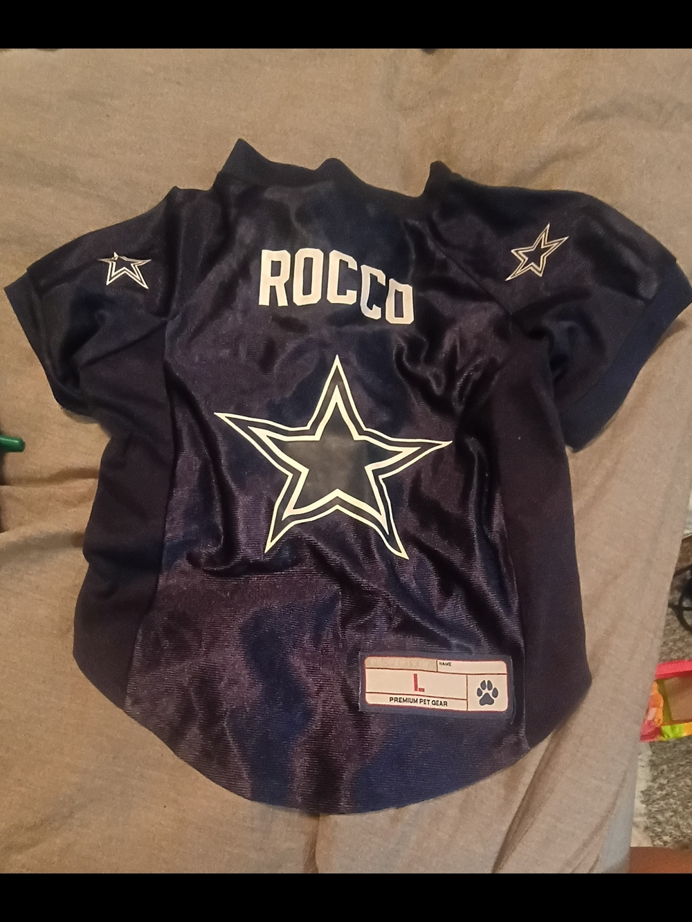 Rocco Navy Star Dog Football Jersey